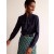 Navy Women's Boden Bow-Neck Button-Down Blouse Tops