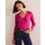 Fuchsia Women's Boden Cotton V-Neck Long Sleeve Tops
